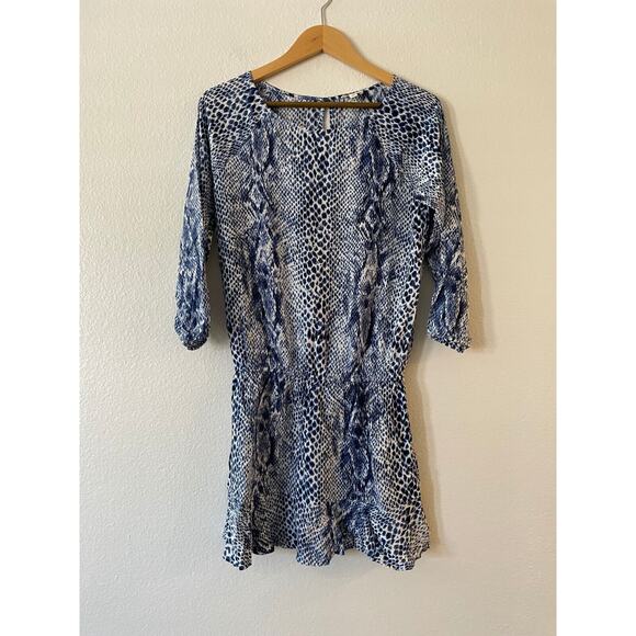 Soft Joie Arryn Snakeskin Ruffle Dress Size S Cinched Waist 3/4 Sleeve Mini - Picture 5 of 10